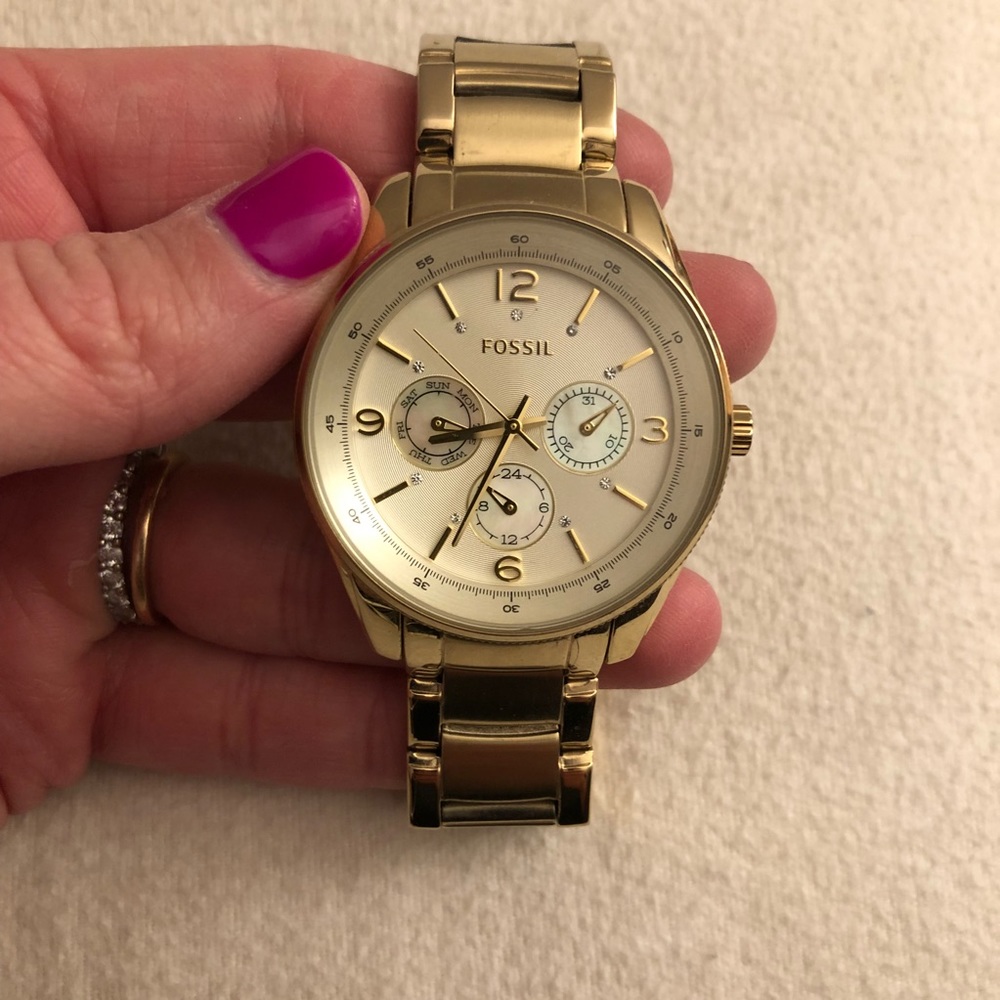 Gold Fossil Watch